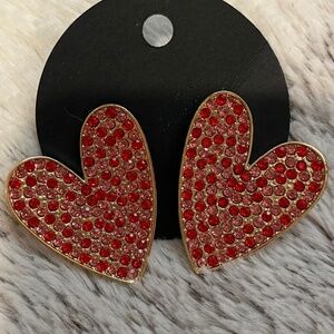 Beautiful Large Pink & Red Crystal Heart 💕 ❤️ Earrings